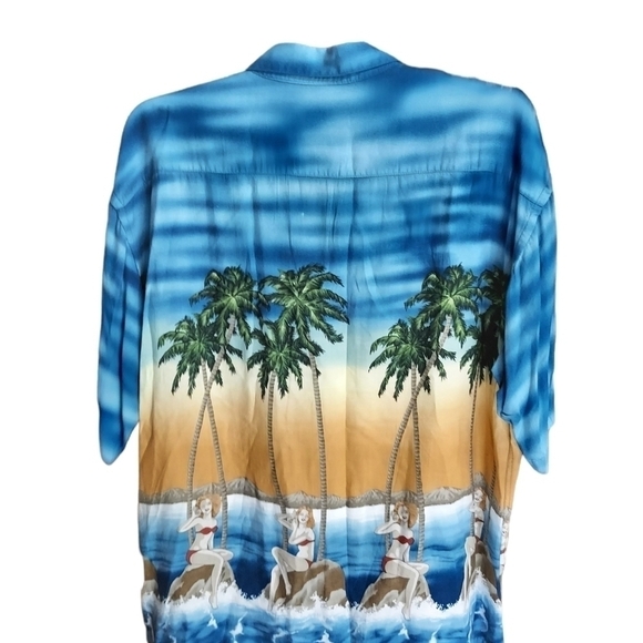 Vintage Campia Moda XL Mens Hawaii Bikini Girls and Palm tree rayon shirt - Picture 5 of 15